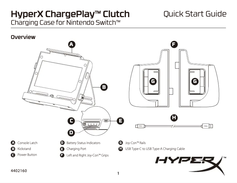 Página 1 del manual Manual de usuario HyperX ChargePlay Clutch Nintendo Switch