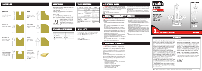 Page 1 de la notice Manuel utilisateur Ozito ROU-5000U