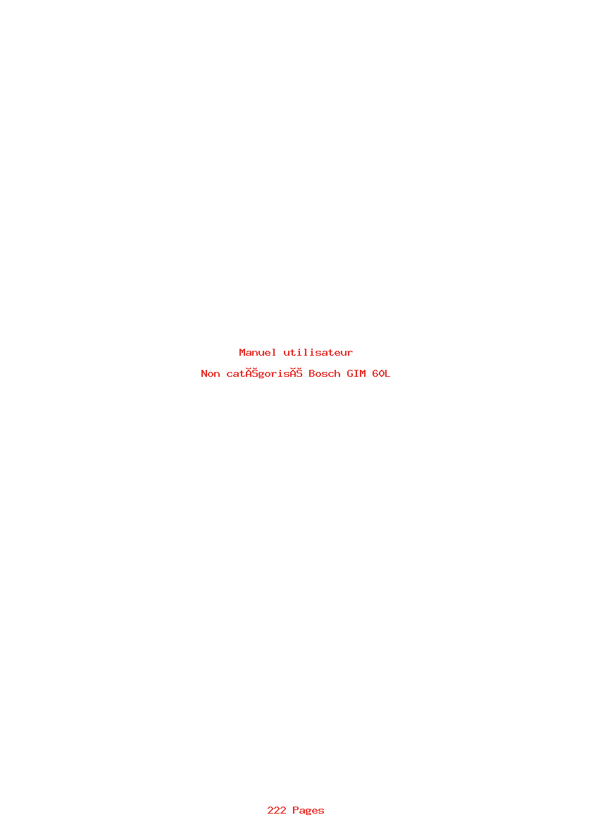Page 1 de la notice Manuel utilisateur Bosch GIM 60L