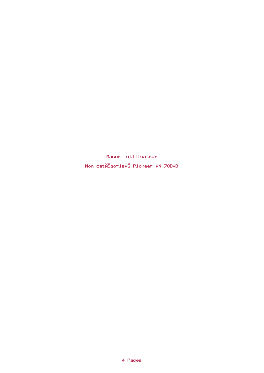 Page 1 de la notice Manuel utilisateur Pioneer AN-70DAB