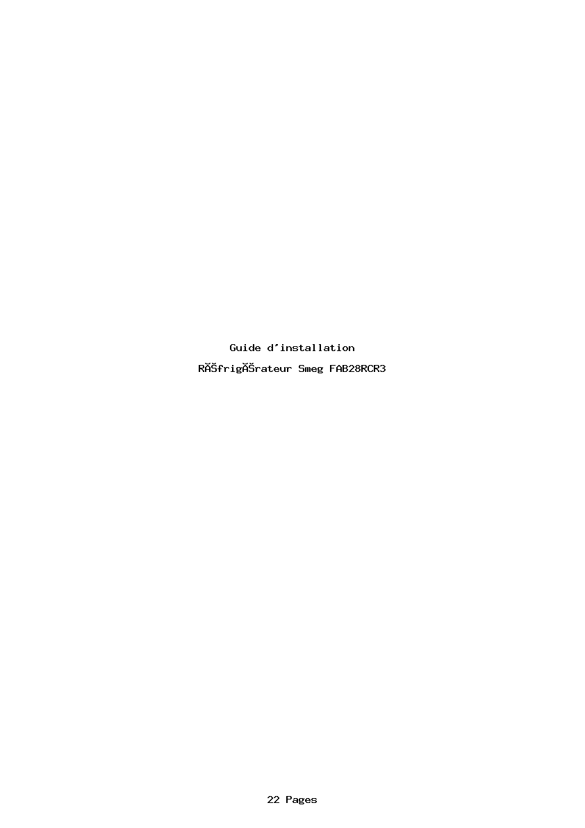 Page 1 de la notice Guide d'installation Smeg FAB28RCR3