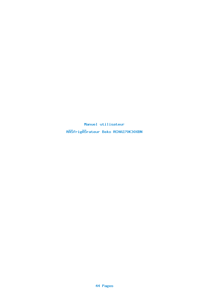 Page 1 de la notice Manuel utilisateur Beko RCHA270K30XBN