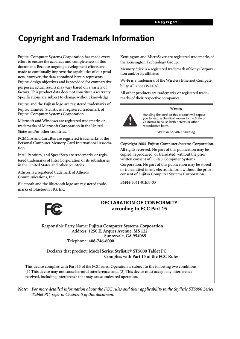 Page 1 of the manual User Manual Fujitsu Stylistic ST5021