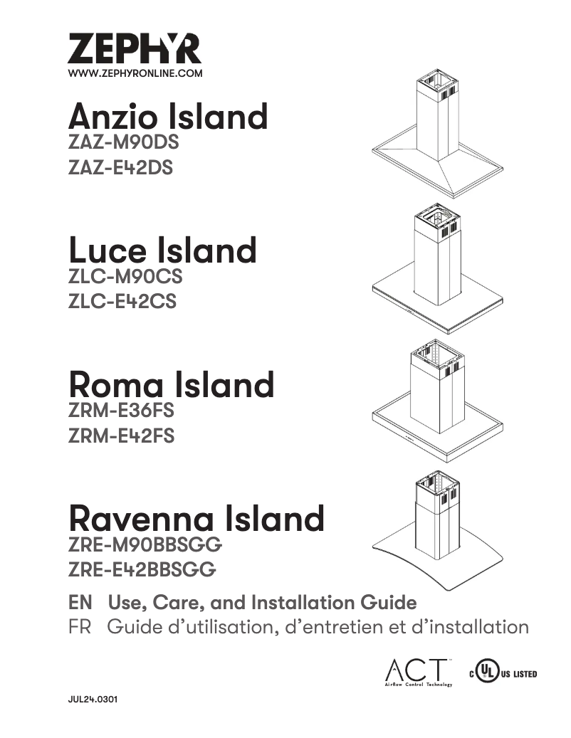 Página 1 del manual Guía de instalación Zephyr ZLCE42CS