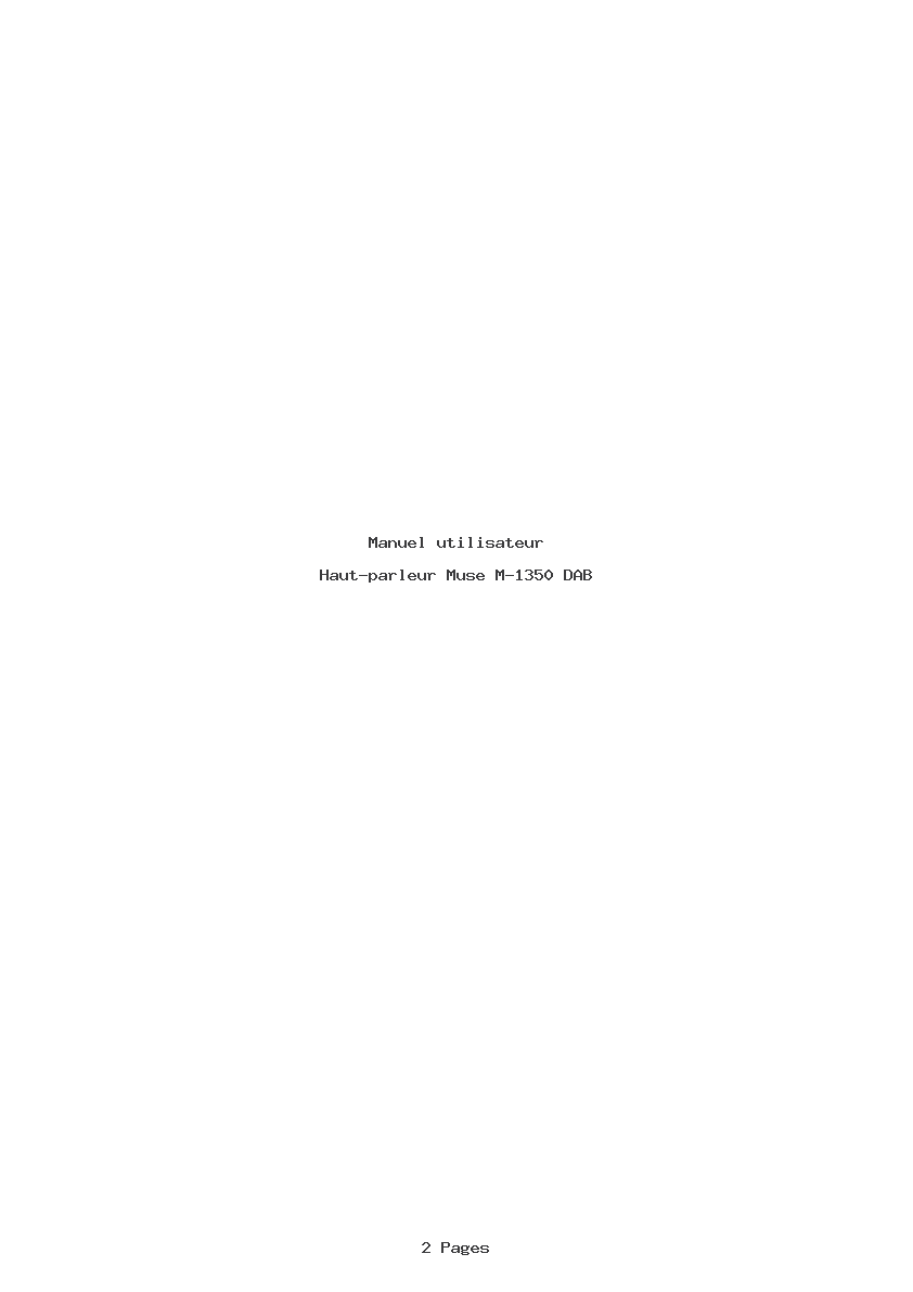 Page 1 de la notice Manuel utilisateur Muse M-1350 DAB