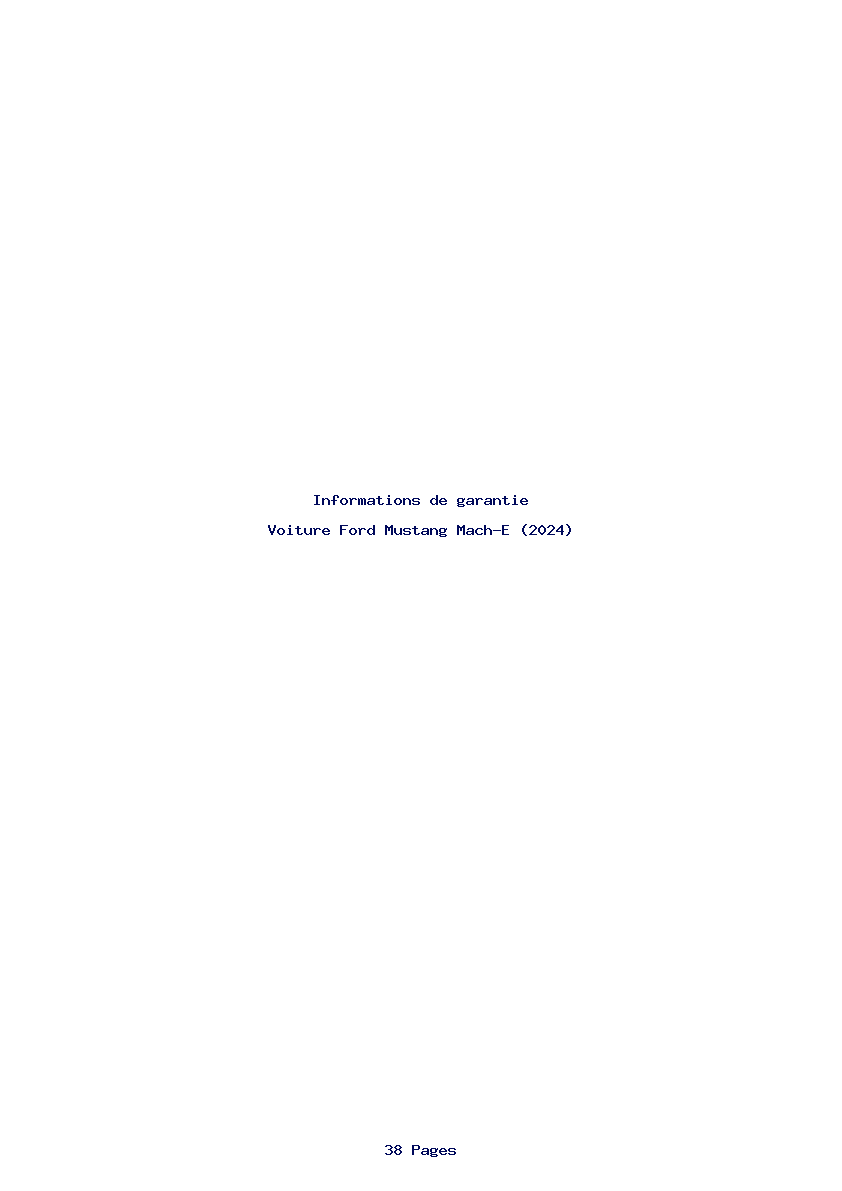 Page 1 de la notice Informations de garantie Ford Mustang Mach-E (2024)
