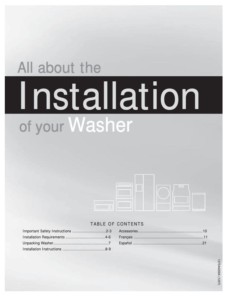 Página 1 del manual Guía de instalación Frigidaire FAHE4044MW