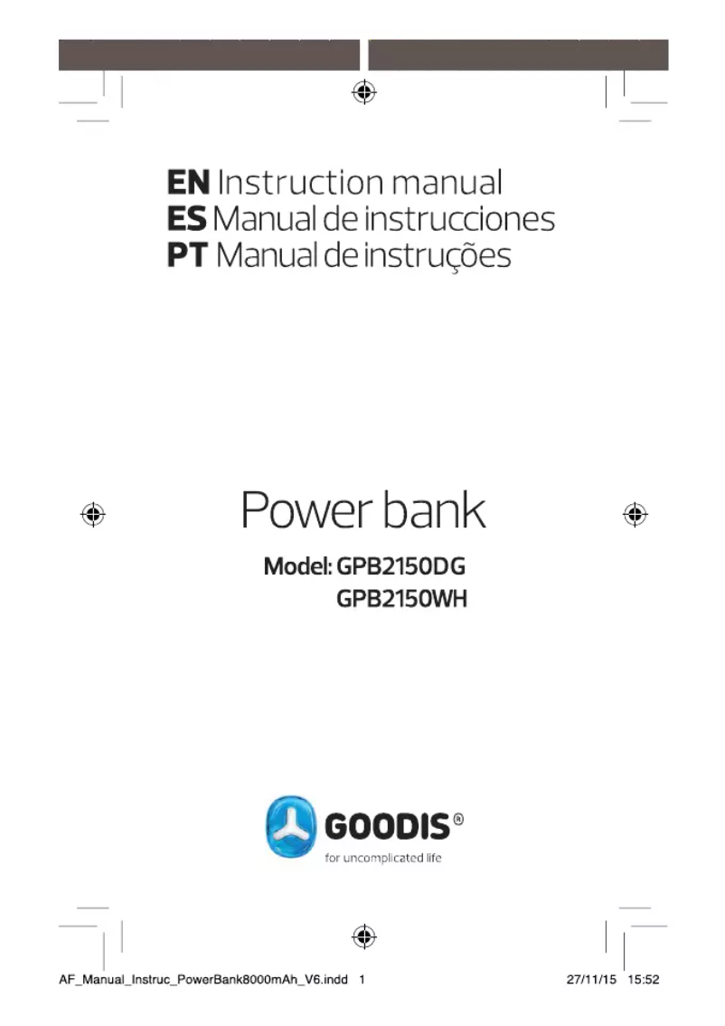 Page 1 de la notice Manuel utilisateur Goodis GPB2150DG