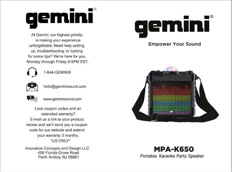 Página 1 del manual Manual de usuario Gemini MPA-K650