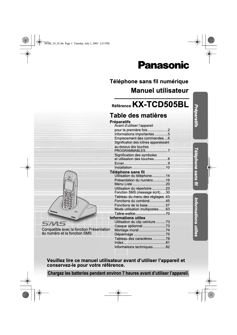 Página 1 del manual Manual de usuario Panasonic KX-TCD505