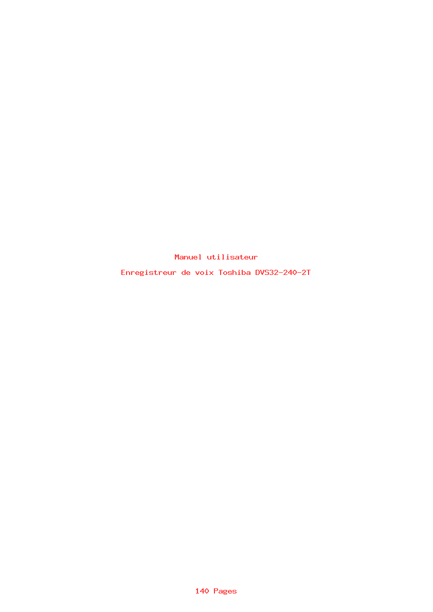 Page 1 de la notice Manuel utilisateur Toshiba DVS32-240-2T