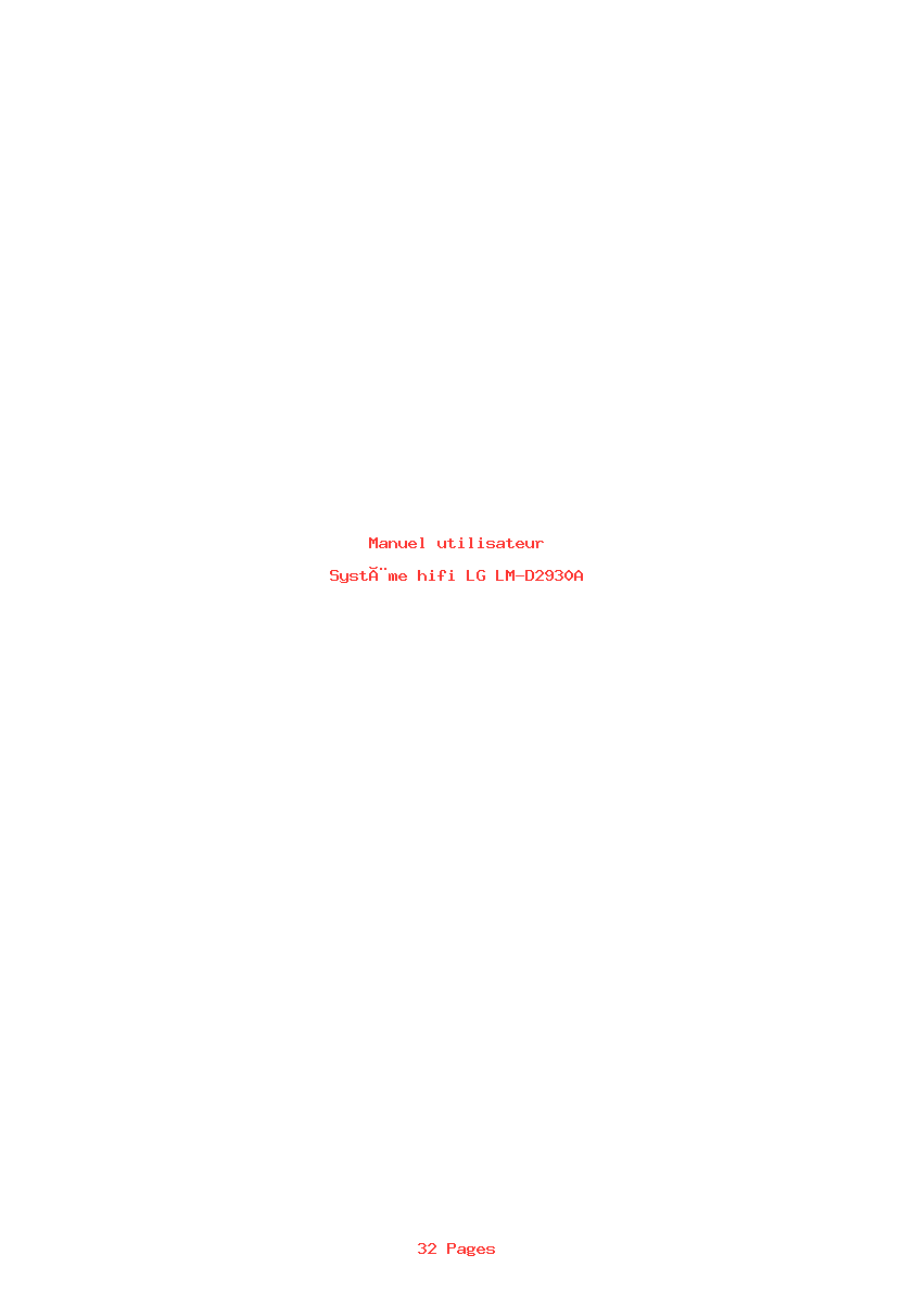 Page 1 de la notice Manuel utilisateur LG LM-D2930A