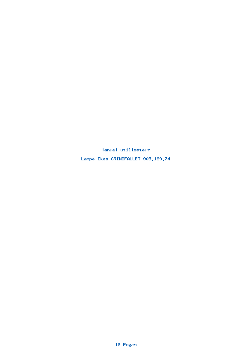 Page 1 de la notice Manuel utilisateur Ikea GRINDFALLET 005.199.74