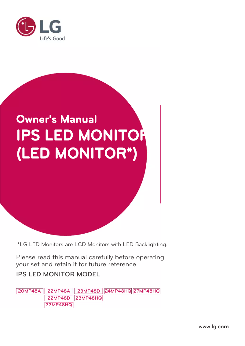 Page 1 de la notice Manuel utilisateur LG 23MP48D