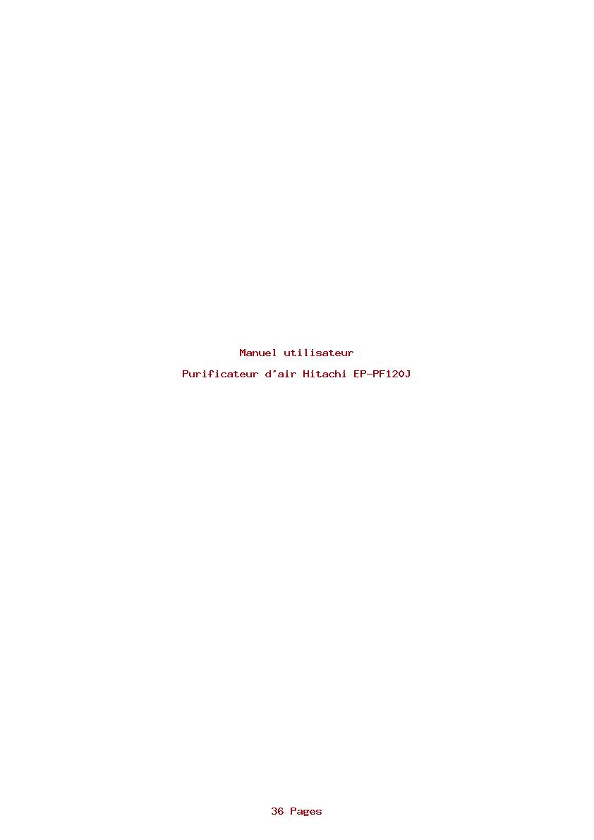 Page 1 de la notice Manuel utilisateur Hitachi EP-PF120J