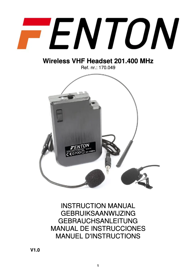 Page 1 de la notice Manuel utilisateur Fenton WH201