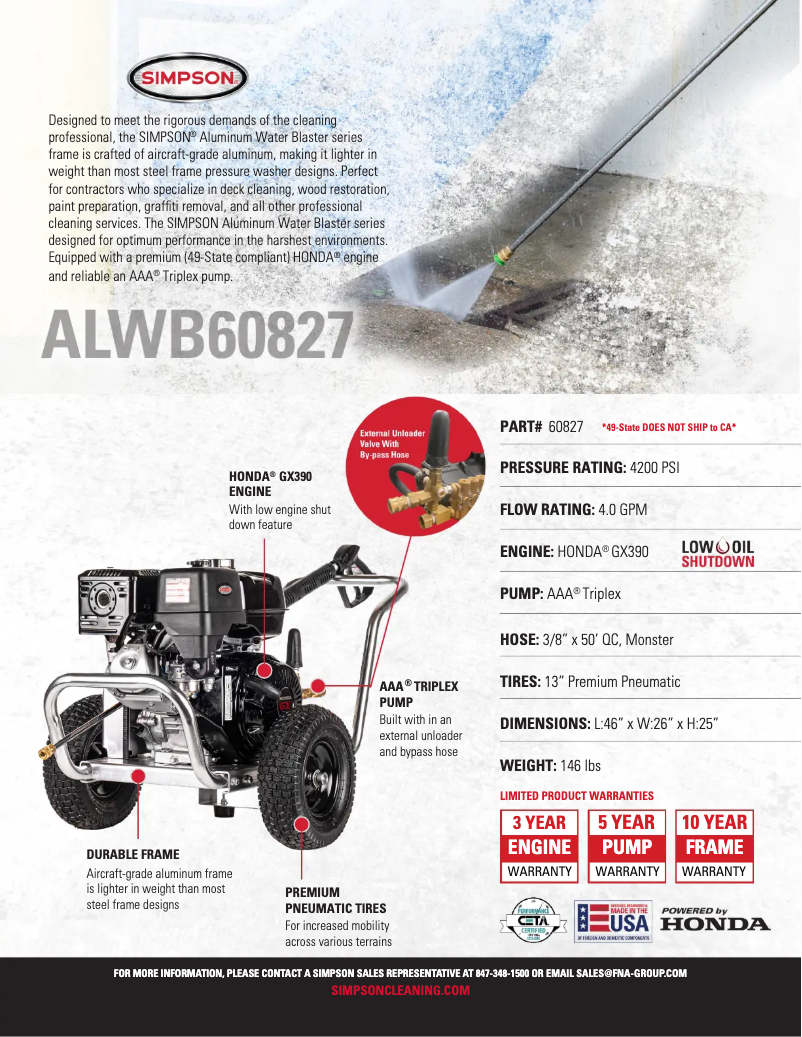 Página 1 del manual Ficha técnica Simpson ALWB60827-S