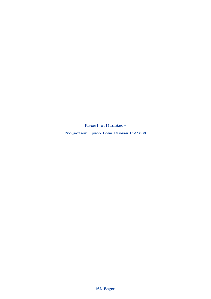 Page 1 de la notice Manuel utilisateur Epson Home Cinema LS11000