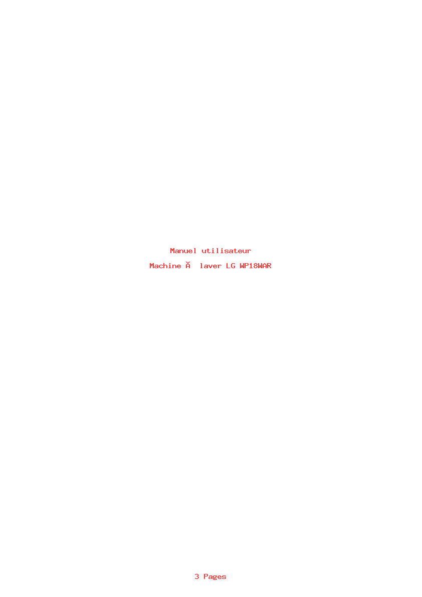 Page 1 de la notice Manuel utilisateur LG WP18WAR