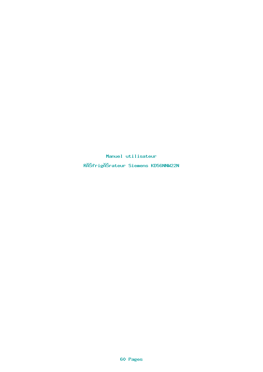 Page 1 de la notice Manuel utilisateur Siemens KD56NNW22N