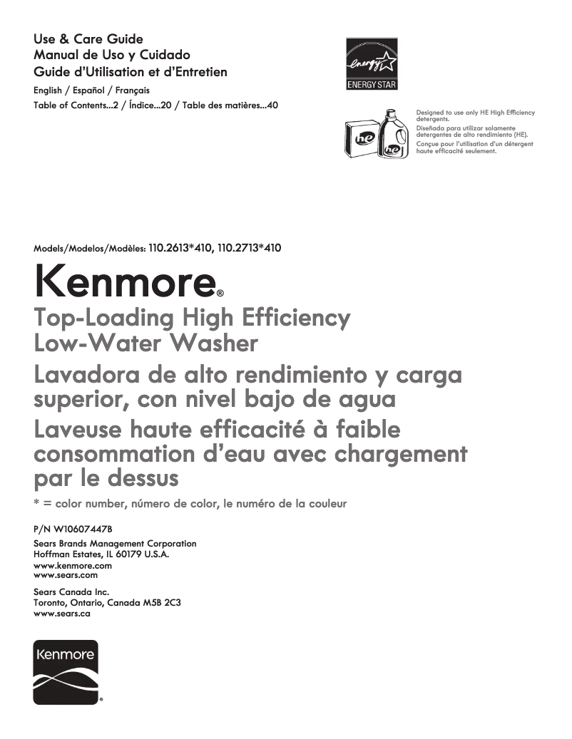 Page 1 of the manual User Manual Kenmore 110.27132
