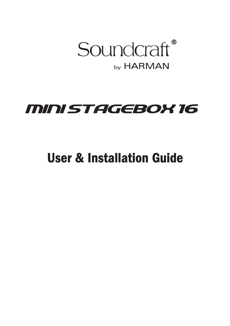 Page 1 de la notice Manuel utilisateur Soundcraft Mini Stagebox 16i