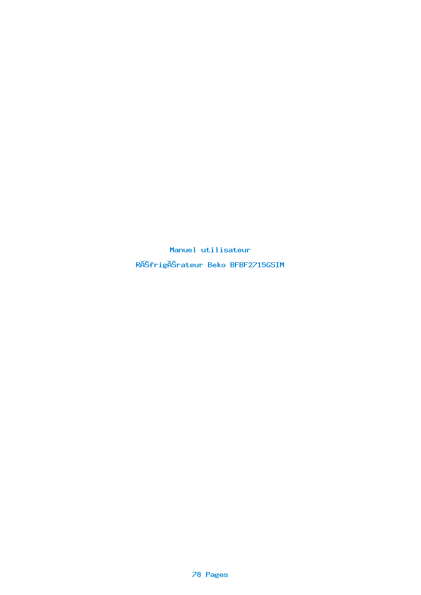 Page 1 de la notice Manuel utilisateur Beko BFBF2715GSIM