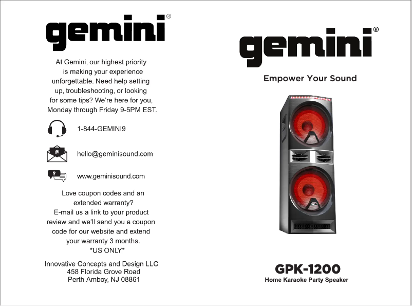 Página 1 del manual Manual de usuario Gemini GPK-1200