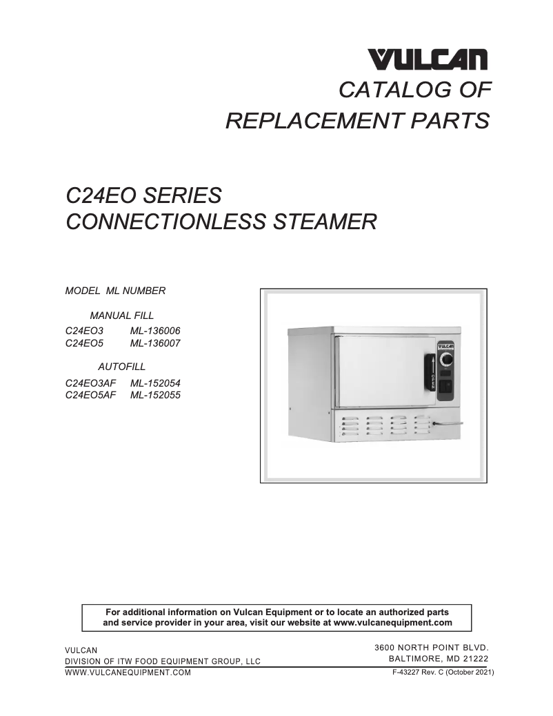 Página 1 del manual Catálogo Vulcan C24EO5