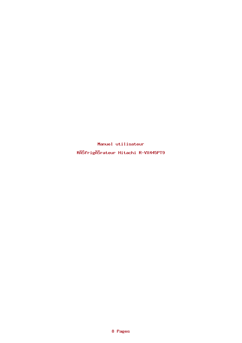 Page 1 de la notice Manuel utilisateur Hitachi R-VX445PT9