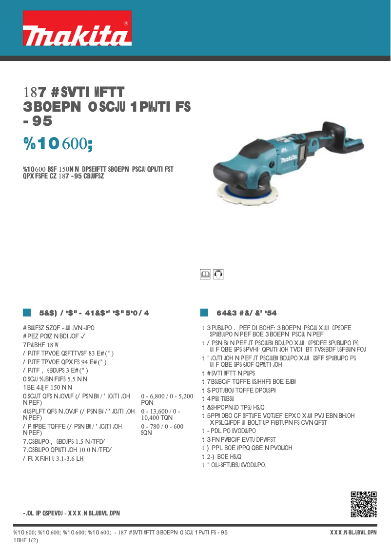 Page 1 de la notice Fiche technique Makita DPO600Z