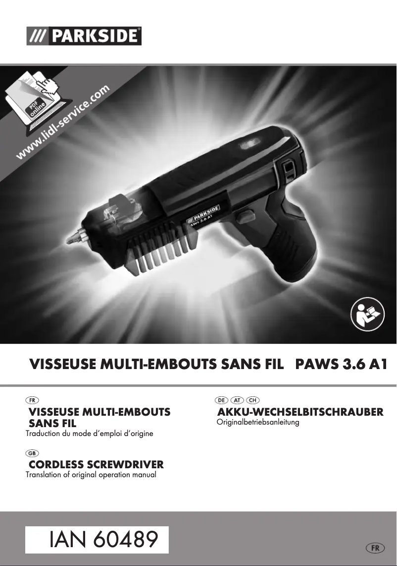Page 1 de la notice Manuel utilisateur Parkside PAWS 3.6 A1