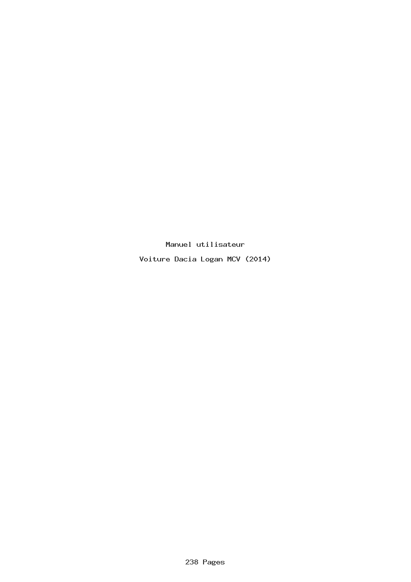 Page 1 de la notice Manuel utilisateur Dacia Logan MCV (2014)