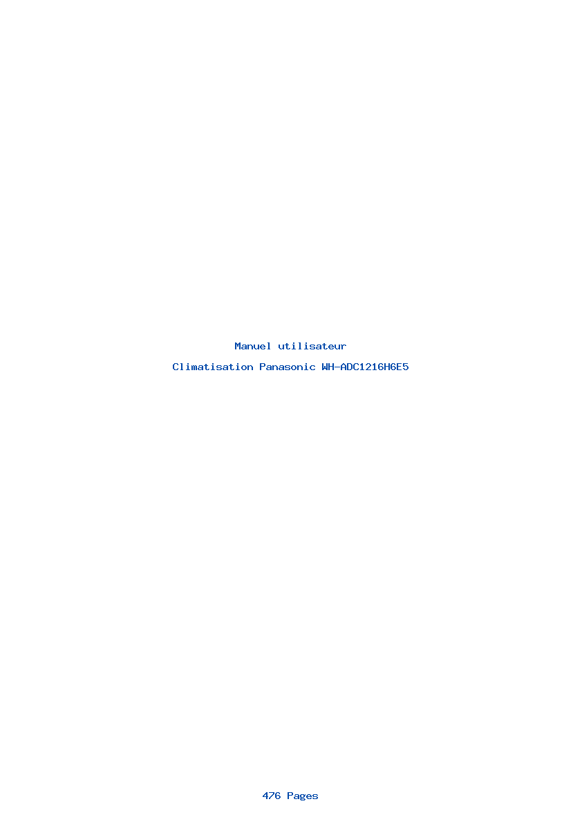 Page 1 de la notice Manuel utilisateur Panasonic WH-ADC1216H6E5
