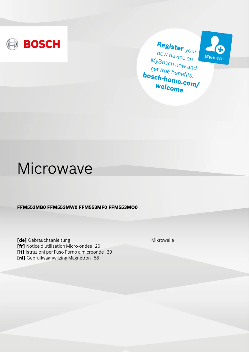 Page 1 de la notice Manuel utilisateur Bosch FFM553MW0