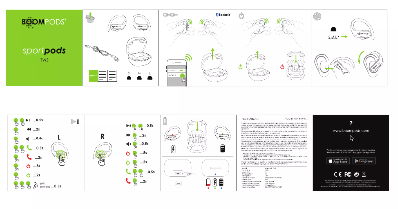 Page 1 de la notice Manuel utilisateur Boompods SportPods TWS