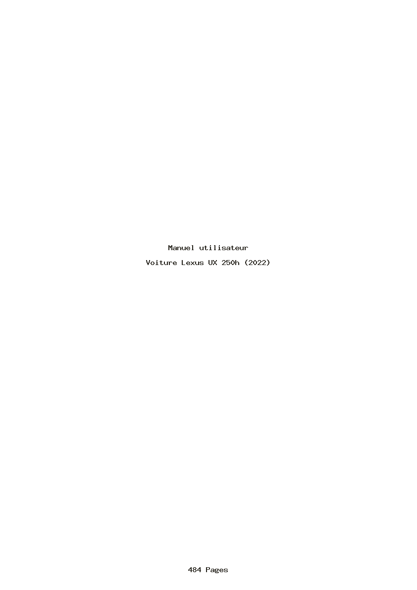 Page 1 de la notice Manuel utilisateur Lexus UX 250h (2022)