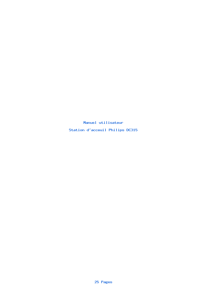 Page 1 de la notice Manuel utilisateur Philips DC315