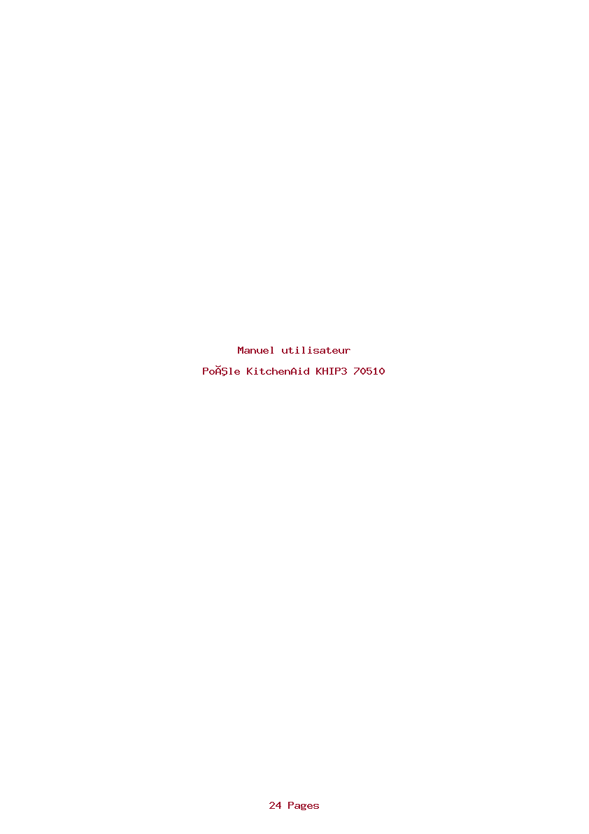 Page 1 de la notice Manuel utilisateur KitchenAid KHIP3 70510
