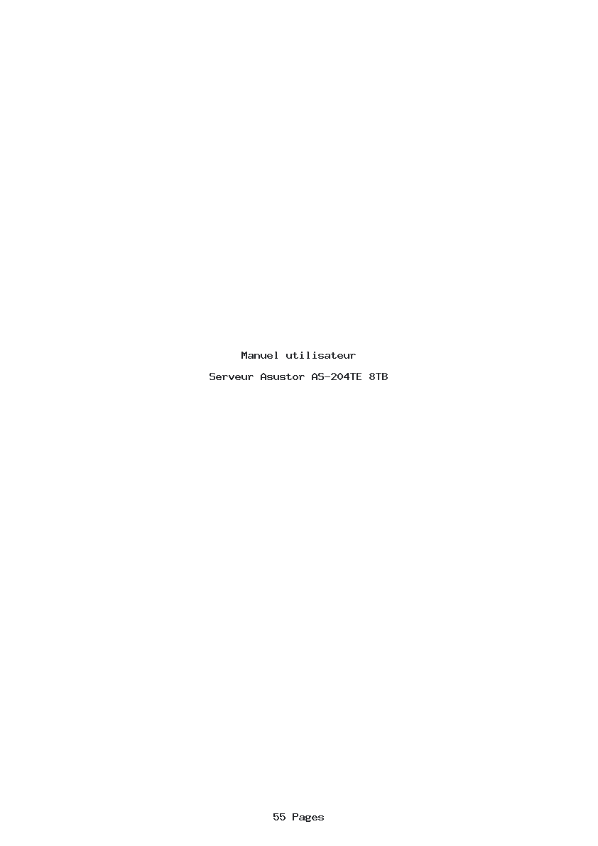 Page 1 de la notice Manuel utilisateur Asustor AS-204TE 8TB