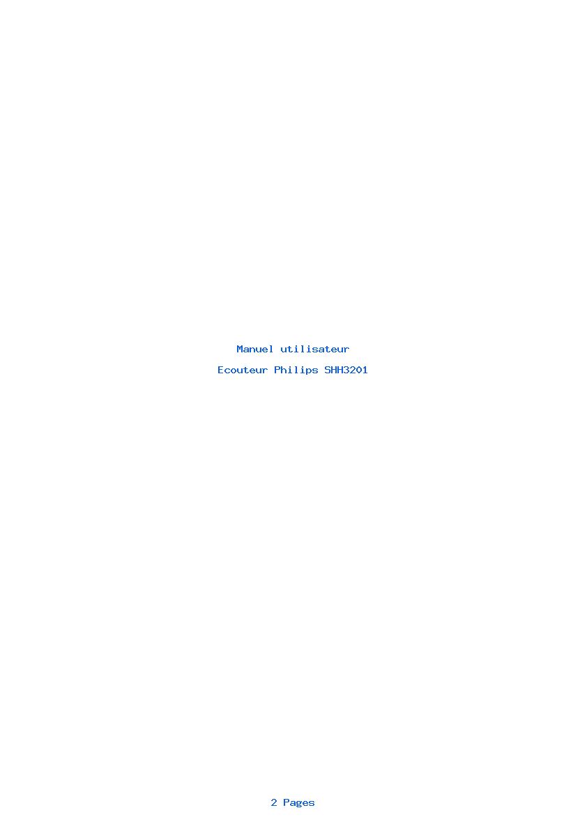 Page 1 de la notice Manuel utilisateur Philips SHH3201