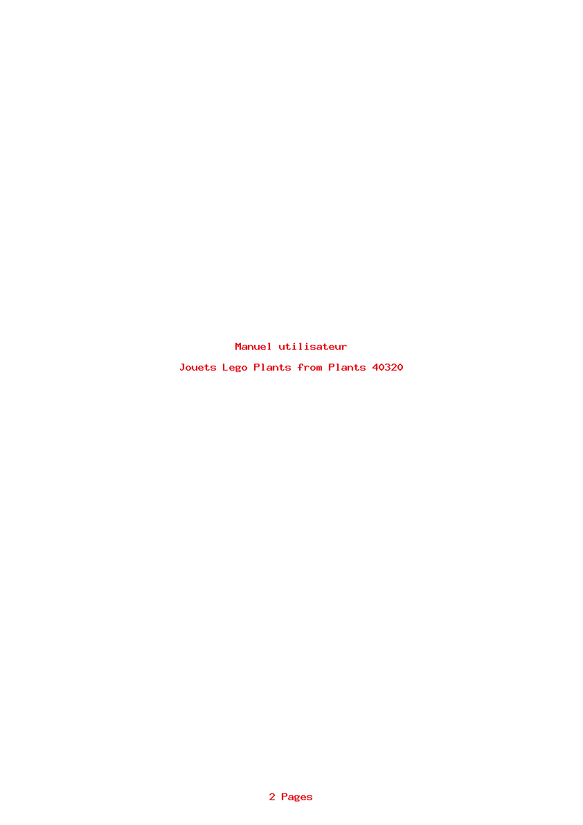 Page 1 de la notice Manuel utilisateur Lego Plants from Plants 40320