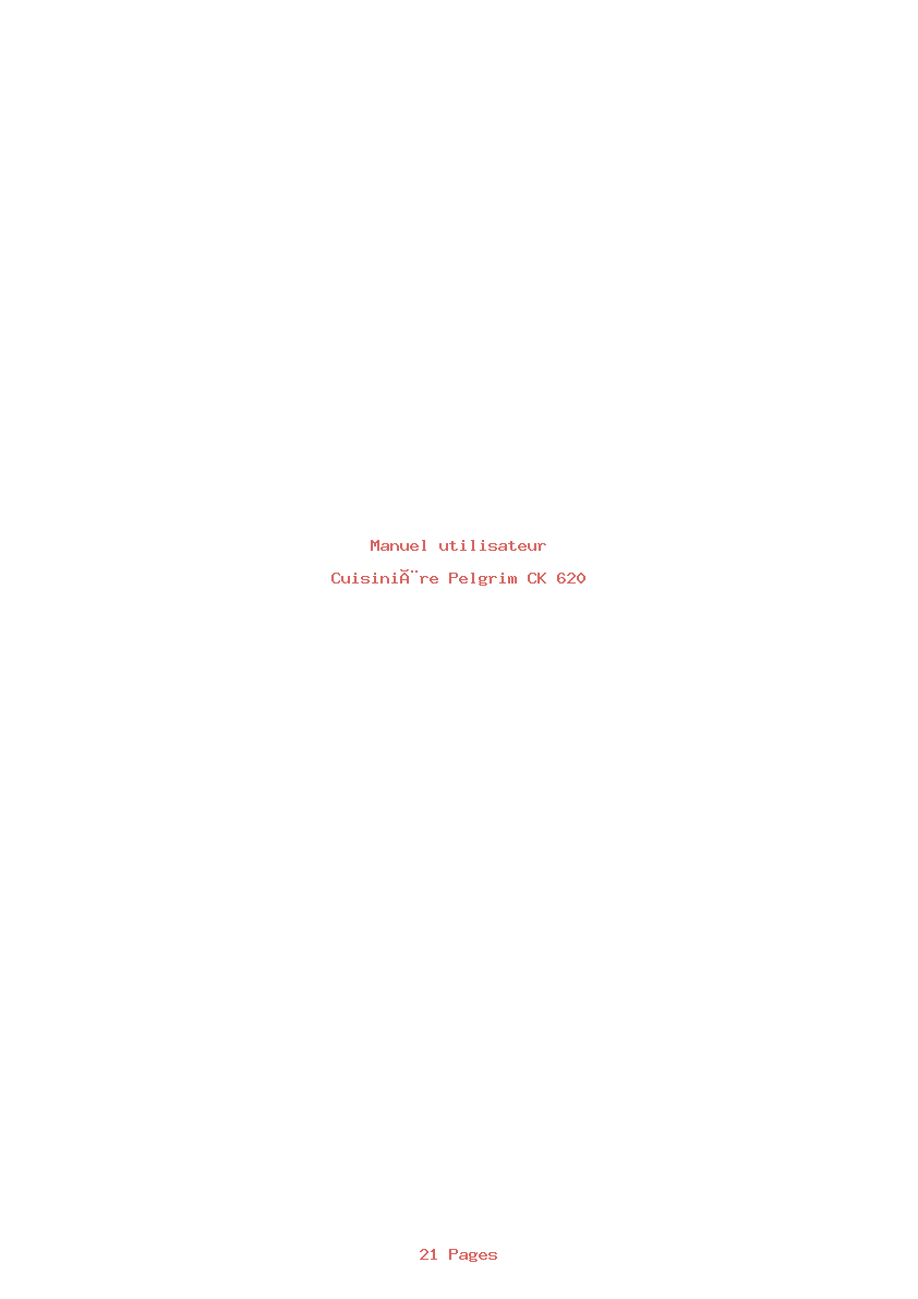 Page 1 de la notice Manuel utilisateur Pelgrim CK 620