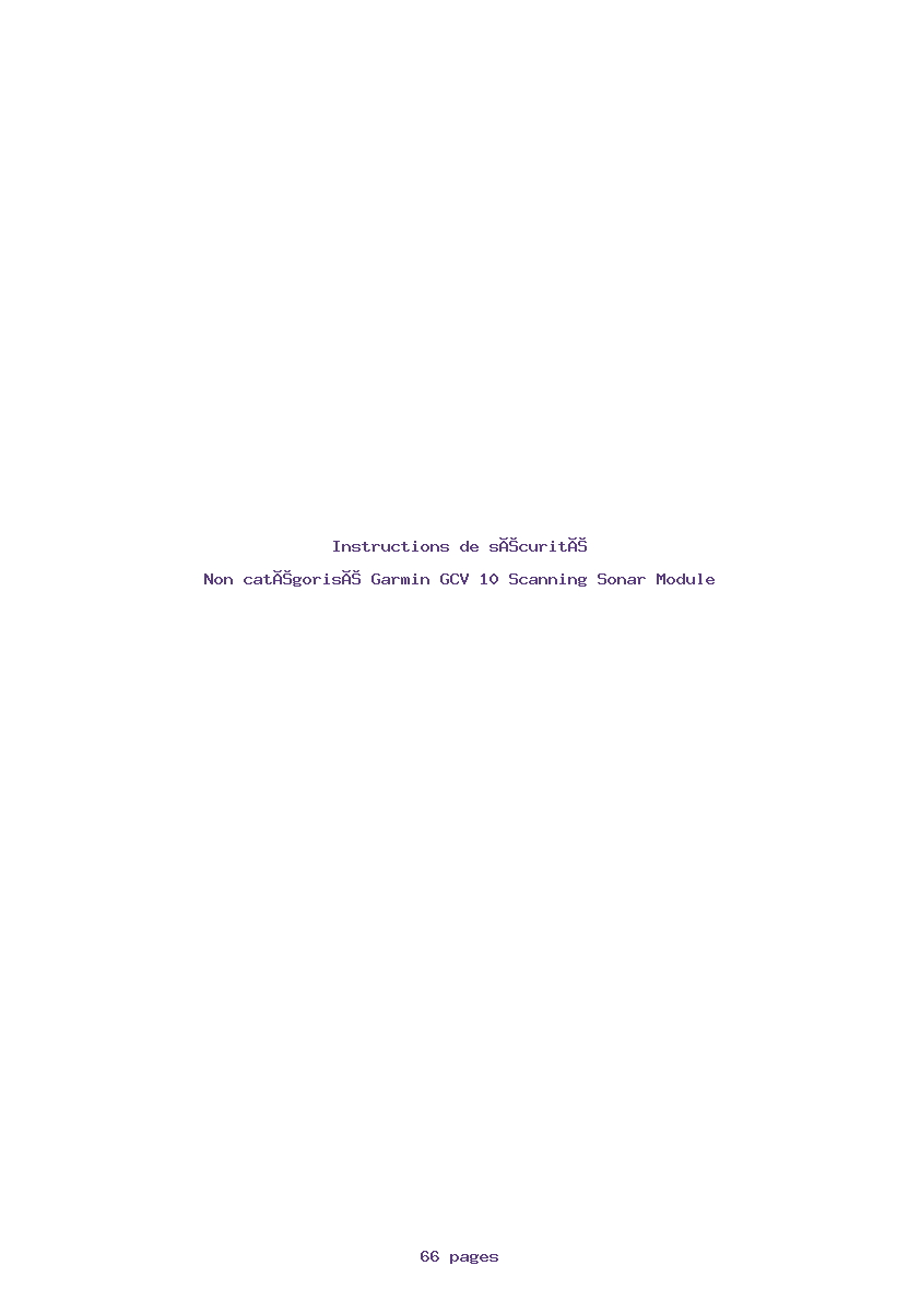 Page 1 de la notice Instructions de sécurité Garmin GCV 10 Scanning Sonar Module