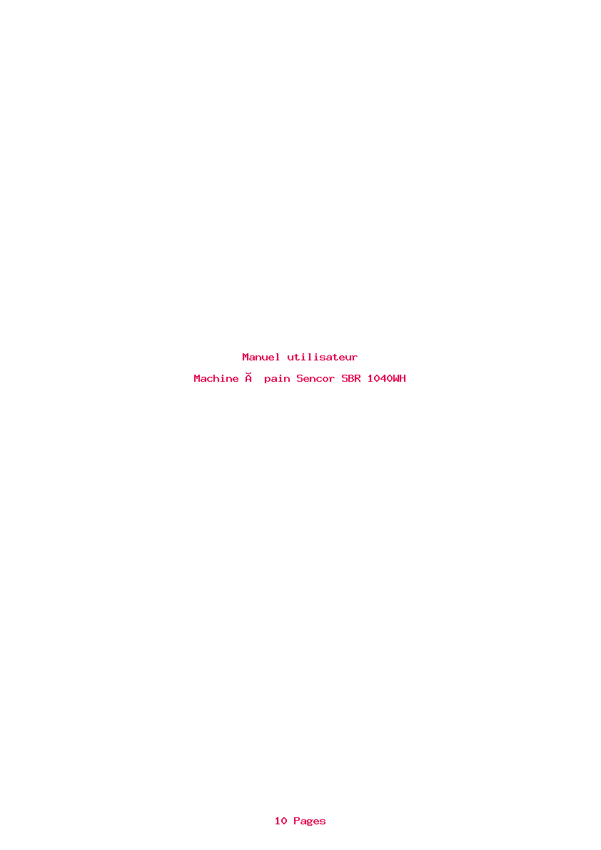 Page 1 de la notice Manuel utilisateur Sencor SBR 1040WH