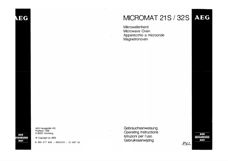 Página 1 del manual Manual de usuario AEG Micromat 32 SW