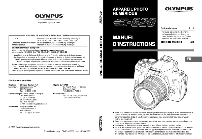 Page 1 de la notice Manuel utilisateur Olympus E-620