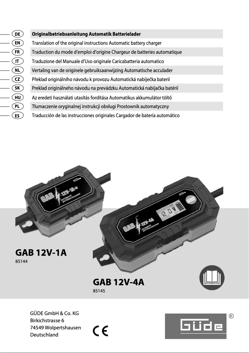Page 1 de la notice Manuel utilisateur Güde GAB 12V/6V-4A