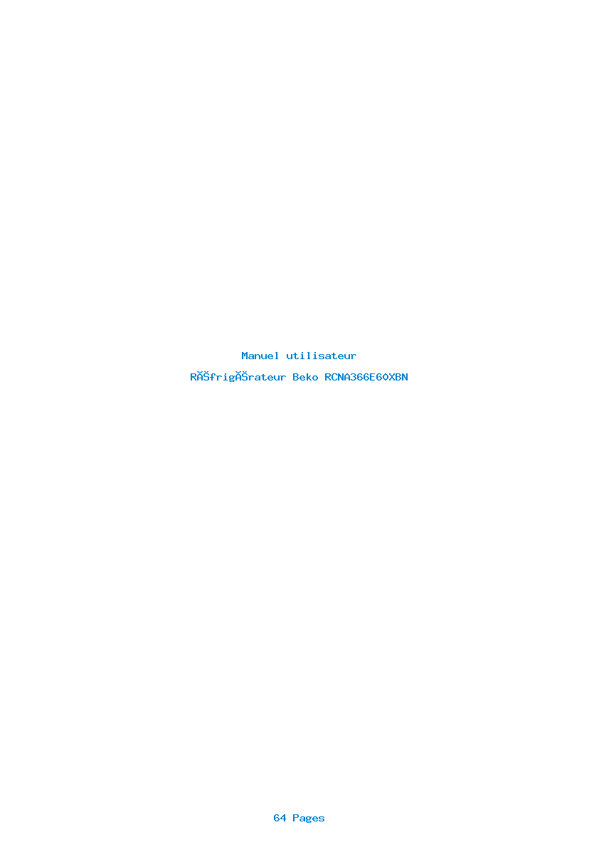 Page 1 de la notice Manuel utilisateur Beko RCNA366E60XBN