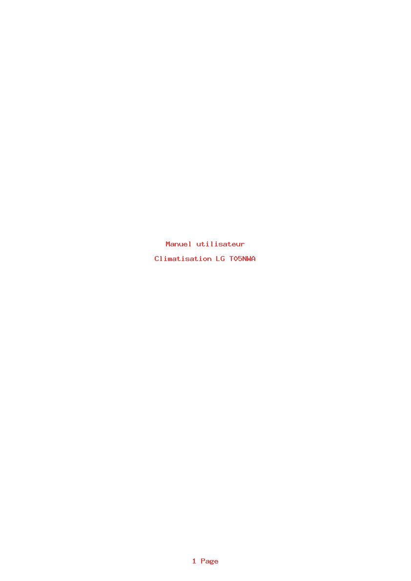 Page 1 de la notice Manuel utilisateur LG T05NWA